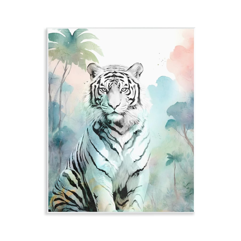 Stupell White Tiger in Jungle Wall Plaque Art Design By Kim Allen