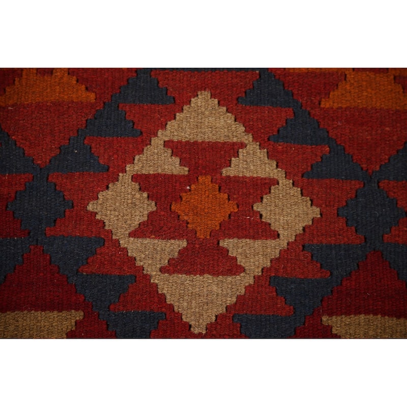 Geometric Modern Kilim Rug Reversible Hand-woven Wool Carpet - 6'4"x 9'8"