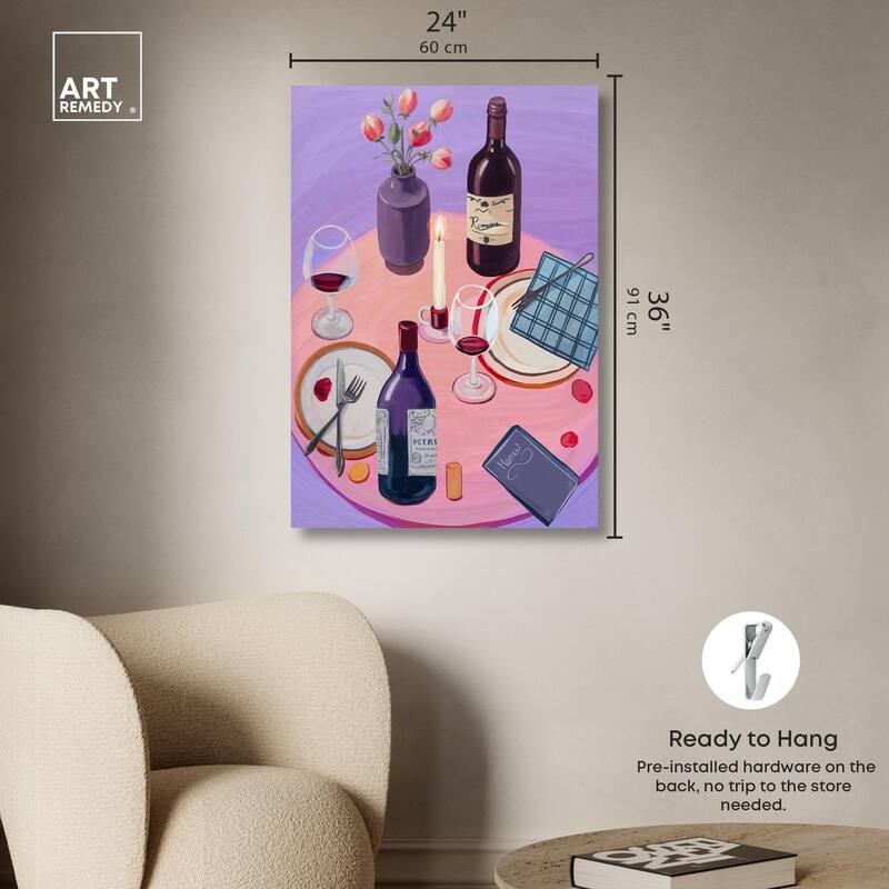 Lavender Haze Dinner Canvas by Art Remedy, Gallery Wrapped