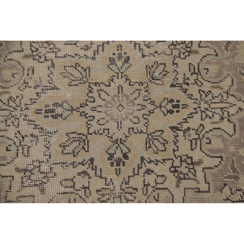 Distressed Tabriz Persian Vintage Area Rug Handmade Wool Carpet - 9'6" x 12'9"