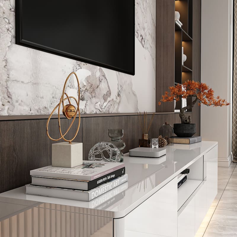 TV Stand TV Entertainment Center Led Light High Gloss Television Stand
