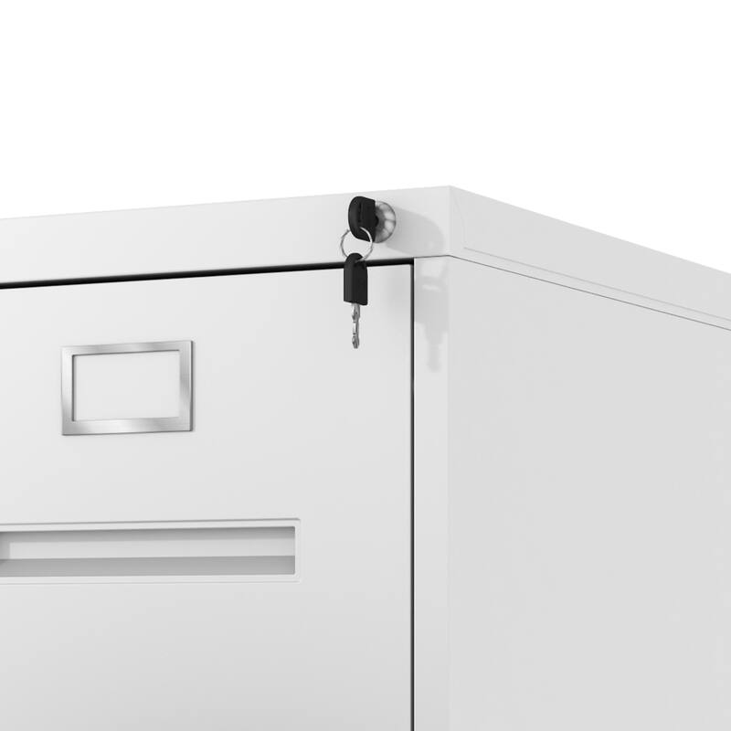 Modern Narrow Vertical File Cabinet, 3 Drawers Filing Cabinet with Lock Adjustable Hanging Rail, for Home Office