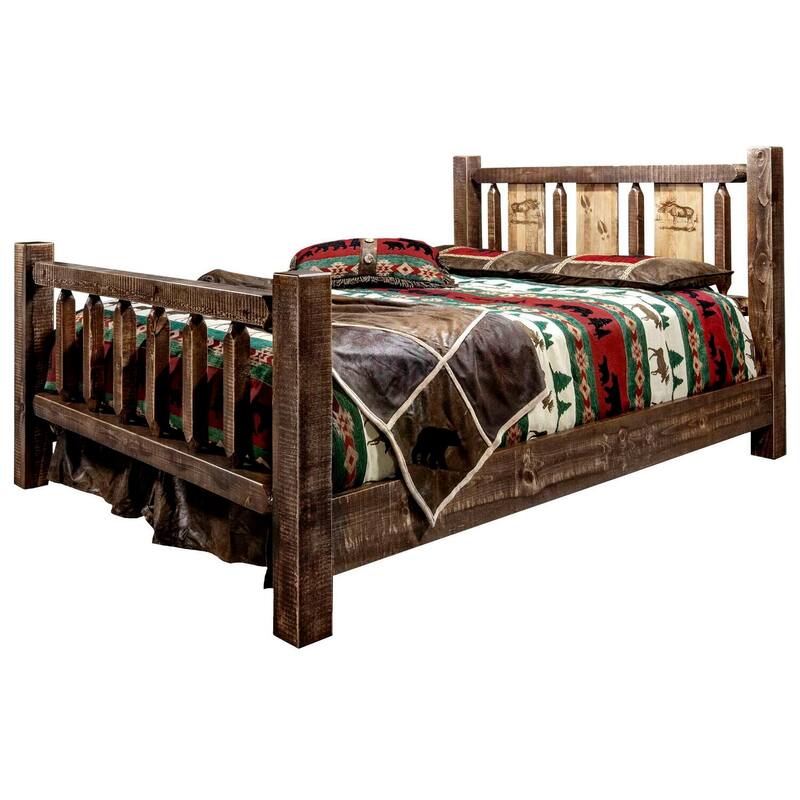 California King Bed - Moose Design Log Bed - Rustic Timber Style Bed Frame - Solid Wood Bed