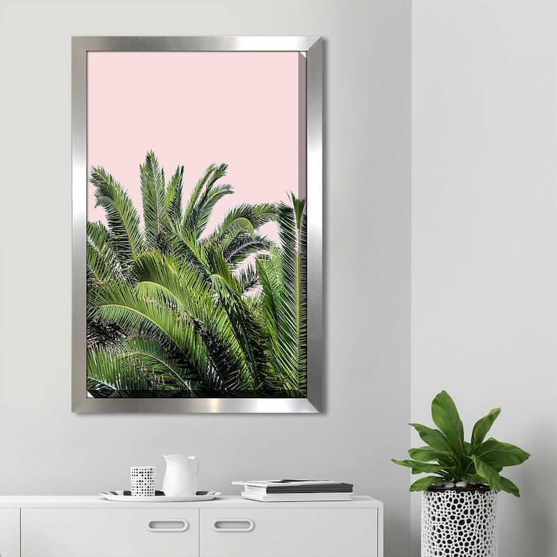 "Tropical Leaves on Blush II (Vertical)" Print on Acrylic