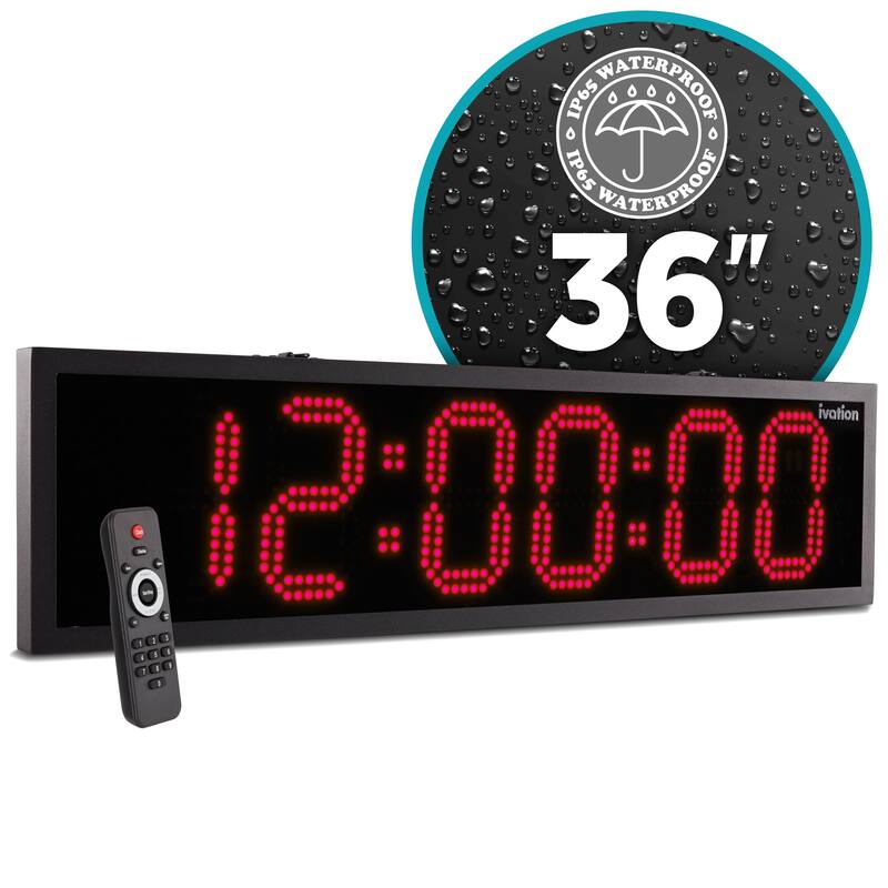 Ivation Large Digital Clock, Led Wall Clock with Stopwatch, Alarms, Timer & Remote, White
