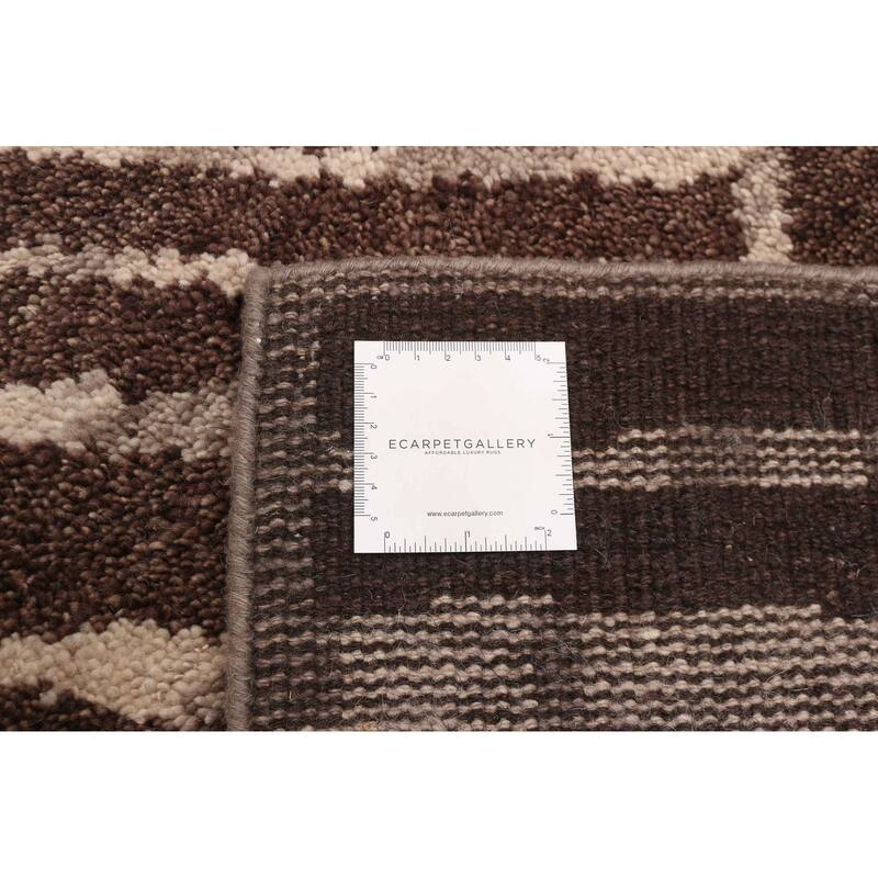 ECARPETGALLERY Hand-knotted Tangier Dark Brown Wool Rug - 5'0 x 7'10