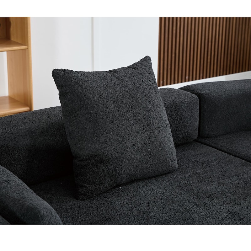 111" Oversized Boucle Upholstered L-Shaped Corner Modular Sectional Sofa, 3-piece Free Combination, No Assembly Required