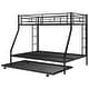 preview thumbnail 7 of 31, Industrial Style Twin over Full Bunk Bed with Twin Size Trundle,Two-Side Build-In Ladders,Sturdy Metal Frame