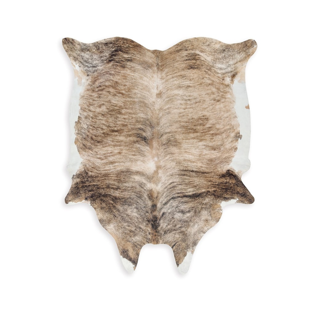 Meni 6 x 8 Medium Area Rug, Machine Woven, Faux Fur Animal Print, Brown - 6 x 8