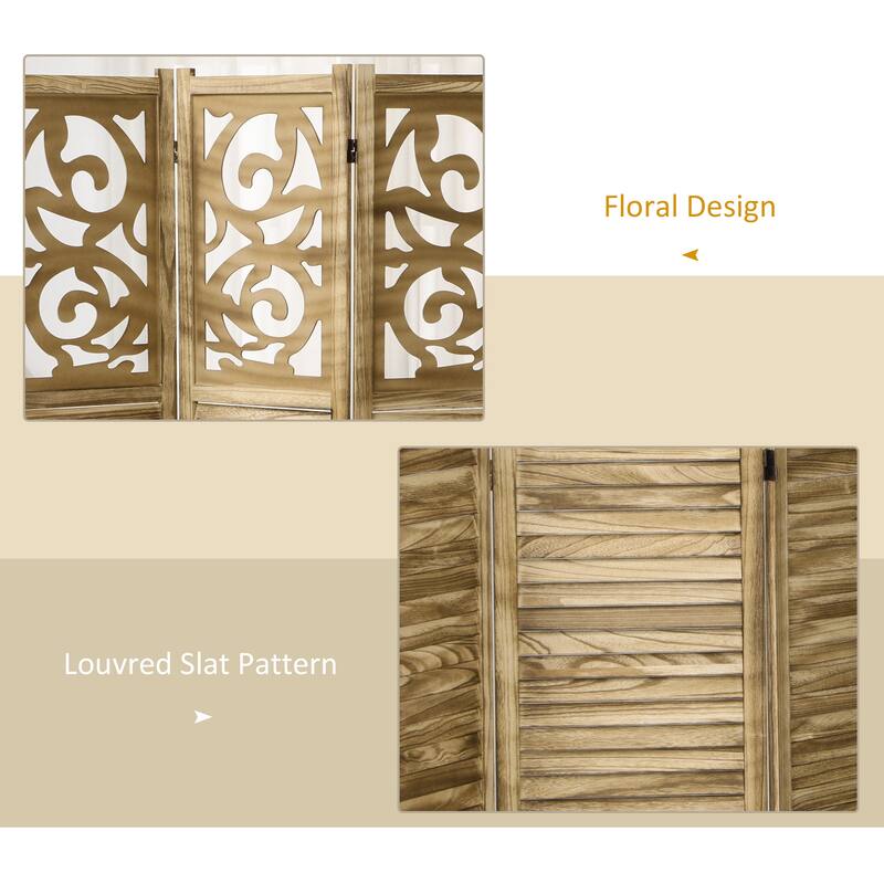 HOMCOM 3 Panel Room Divider, 5.5' Tall Wood Indoor Portable Folding Privacy Screens, Brown
