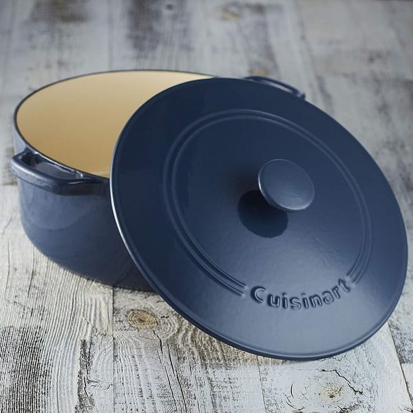 7 Qt Enameled Cast Iron Covered Tall Round Dutch Oven - Classic Blue