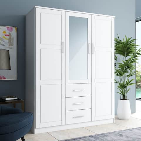 Palace Imports 100% Solid Wood Cosmo Wardrobe Armoire with Optional Mirrored Door