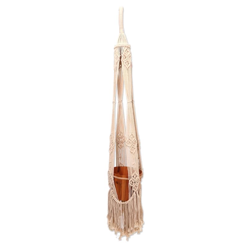 Novica Handmade Tegalalang Plants Cotton Flower Pot Hanger
