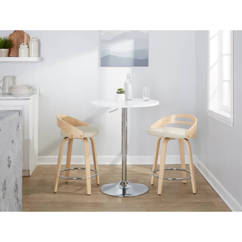 Carson Carrington Sadie 24" Fixed-Height Counter Stool with Bent Wood Legs & Round Footrest (Set of 2)