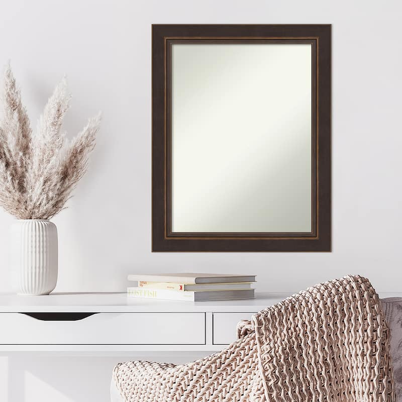 Non-Beveled Wood Wall Mirror - Lara Bronze Frame - Lara Bronze