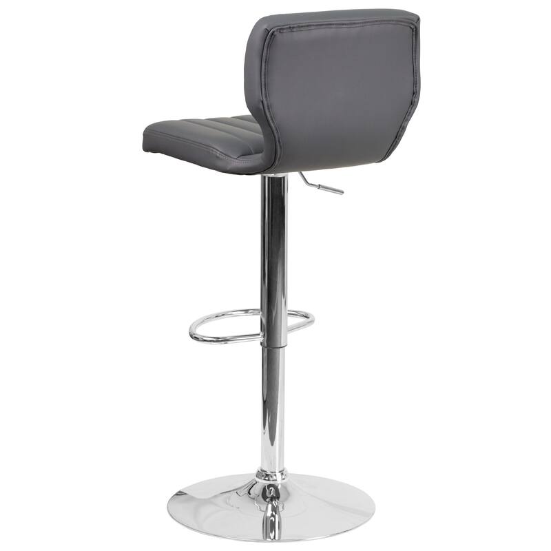 Contemporary Chrome Adjustable Bar Stool - 16.5"W x 19"D x 34.5" - 43"H
