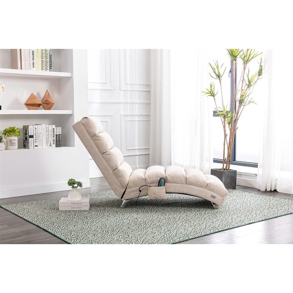 Armless Chaise Lounge Indoor Chair with Massage, Modern Long