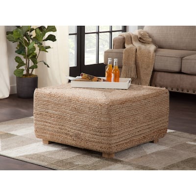 Biscayne Natural Woven Jute 30-Inch Wide Square Coffee Table