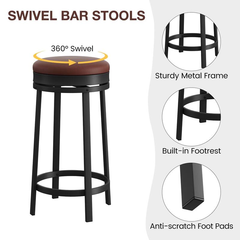 Swivel Bar Stools set of 1/2/4, 24" Counter Height Bar Stools with Footrest