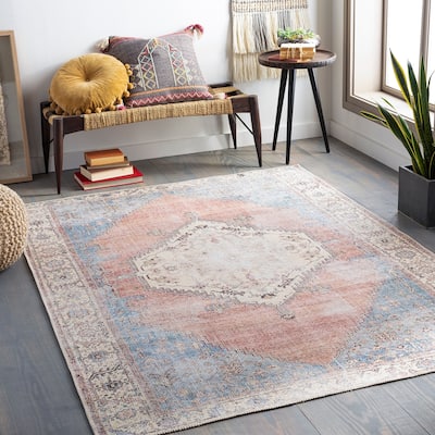 Livabliss Alger Persian Medallion Printed Machine Washable Area Rug