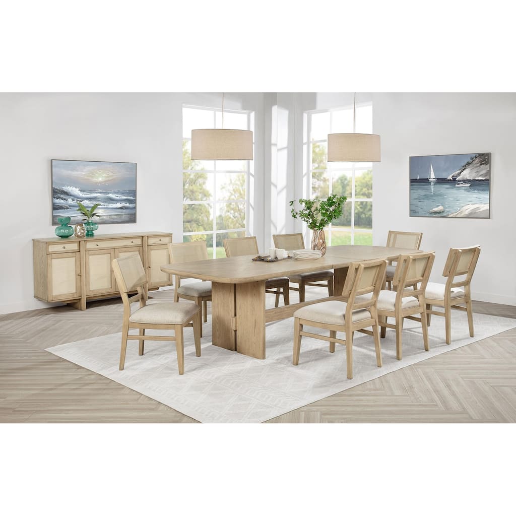 Kailani Rectangular Wood Dining Table Set Beige Oak