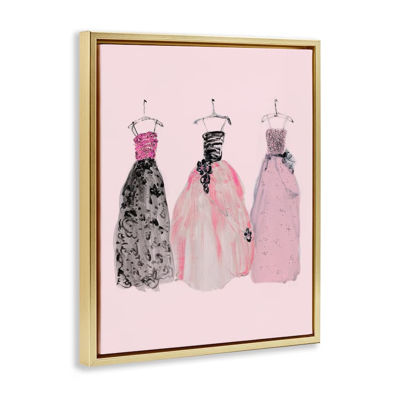 Stupell Trendy Glam Gowns Framed Floater Canvas Wall Art Design By Sally Swatland
