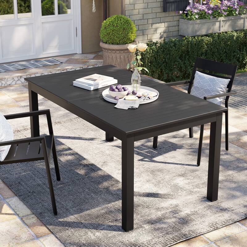 Outdoor Patio Aluminum Rectangular Extendable Patio Dining Table - N/A