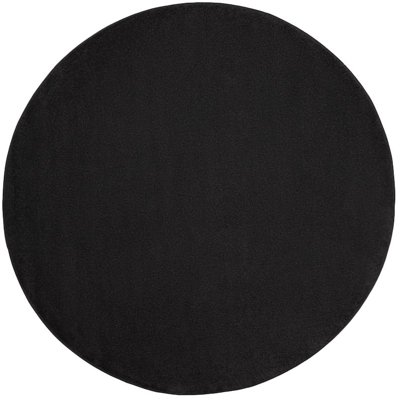 Nourison Essentials Solid Contemporary Indoor/Outdoor Area Rug - 10' Round - Black