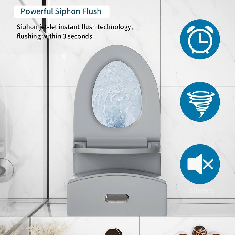 1.1/1.6 GPF Tornado Flush One-Piece Toilet,Siphonic S-trap 12",Elongated Bowl with Soft Close Seat,Chair Seat ADA Height 17"