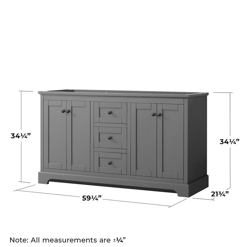 Wyndham Collection Avery 60" Double Free Standing Vanity Cabinet Only