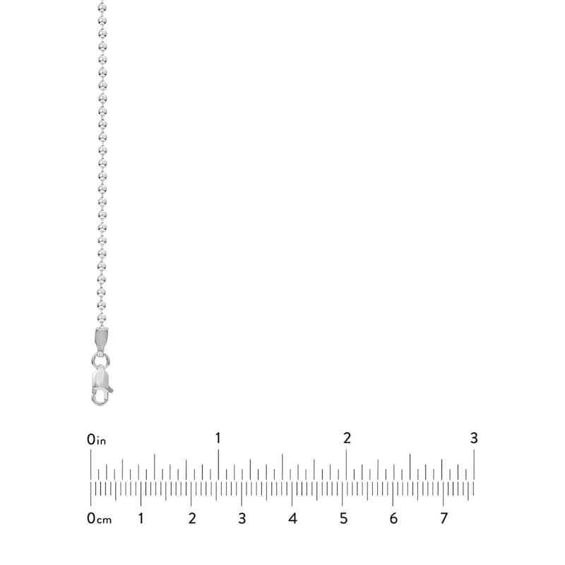 Curata 925 Sterling Silver Rhodium 2mm Bead Chain Necklace (Lobster)