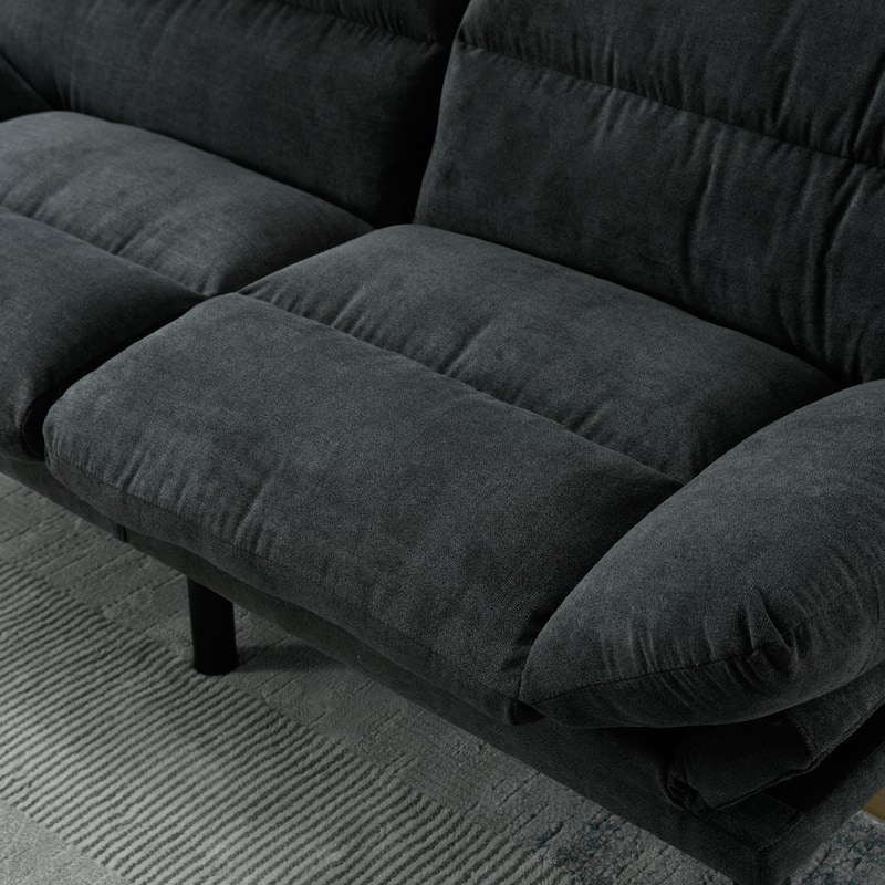 70.08" 2-Seater Sofa Bed, Linen, Microsuede, Teddy
