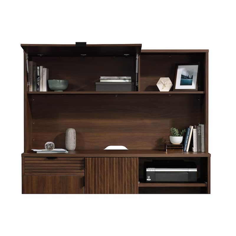 Wood Hutch with Hidden Storage, Brown - 65.12" W x 14.25" D x 36.26" H