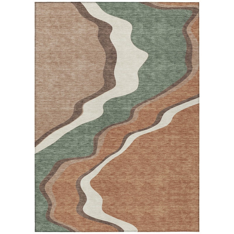 Machine Washable Indoor/ Outdoor Modern Valley Chantille Rug