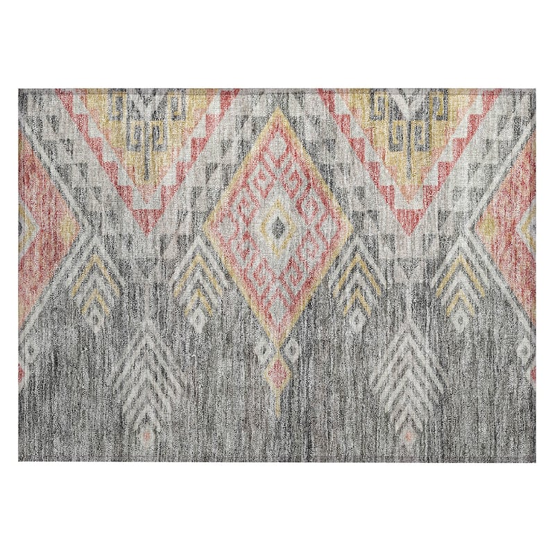 Machine Washable Indoor/ Outdoor Boho Tribal Chantille Rug