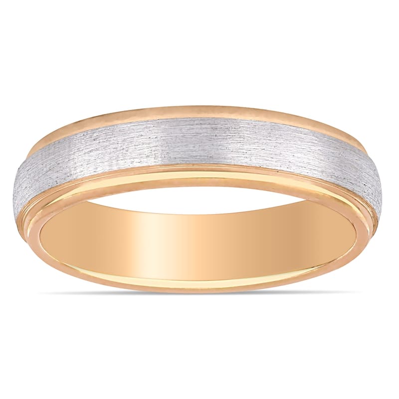 Miadora Ladies Brushed Wedding Band in 2-Tone 10k Rose and White Gold (4mm)