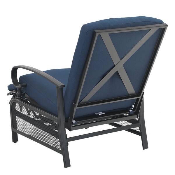 Phi Villa Outdoor Patio Metal Adjustable Relaxing Recliner Lounge Chair With Cushion N A On Sale Overstock 30355005