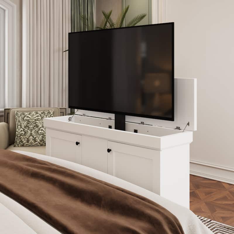 Motorized TV Lift Cabinet for TVs up to 50 Inch, Pop Up TV Lift Console with Remote Control, Hidden TV Cabinet Stand