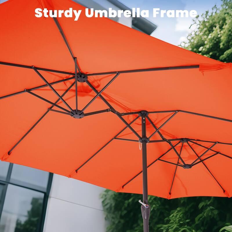 15ft Steel Navy No Tilt Market Patio Umbrella without Base