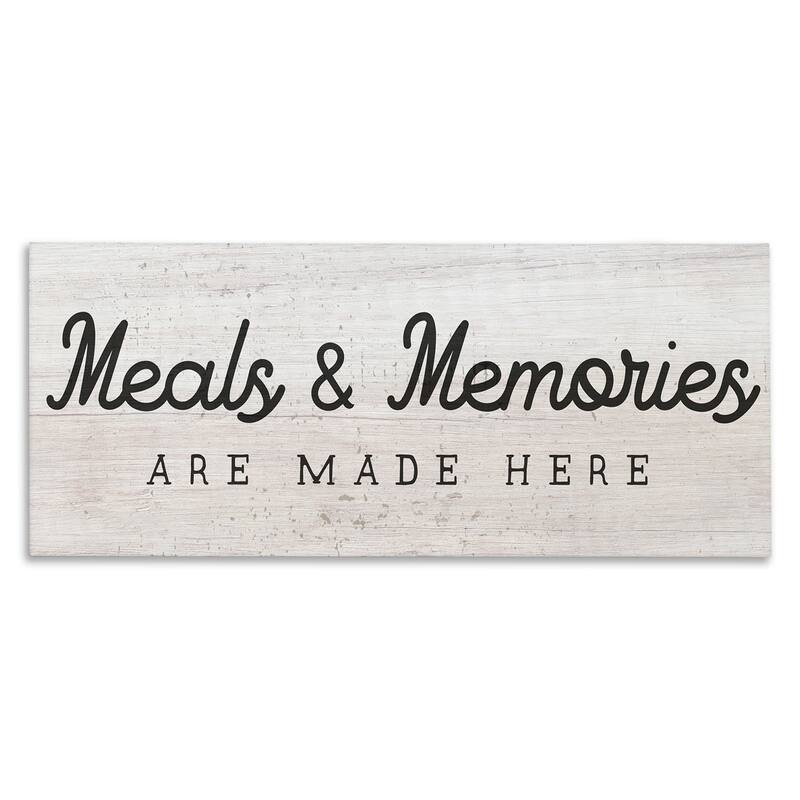 Stupell Meals & Memories Made Here Rustic Kitchen Sign Canvas Wall Art - Black - 30 x 13
