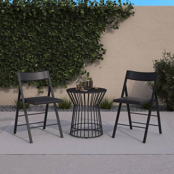 COSCO Modern Slim Line Vinyl Padded Folding Chair, 2-Pack