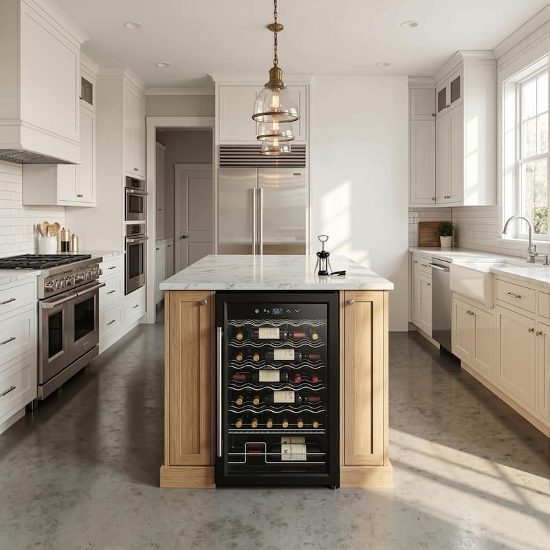 Wine Bar Cabinet with Mini Fridge Space & 34 Bottle Wine Cooler, 39" Coffee Bar Cabinet Freestanding Buffet Sideboard