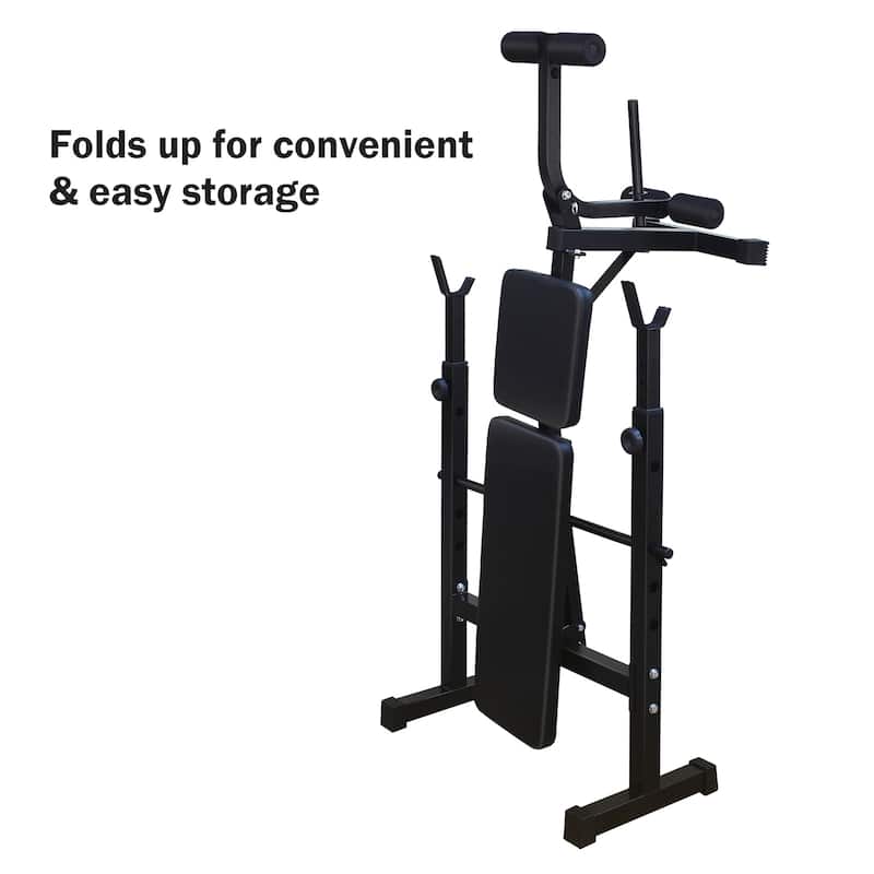 Weight Bench, Bench Press Set w/ Squat Rack & Bench Full-Body Workout - Black - 67.72"L