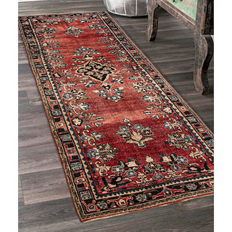 ECARPETGALLERY Hand-knotted Anadol Red Wool Rug - 3' 7" x 10' 2"
