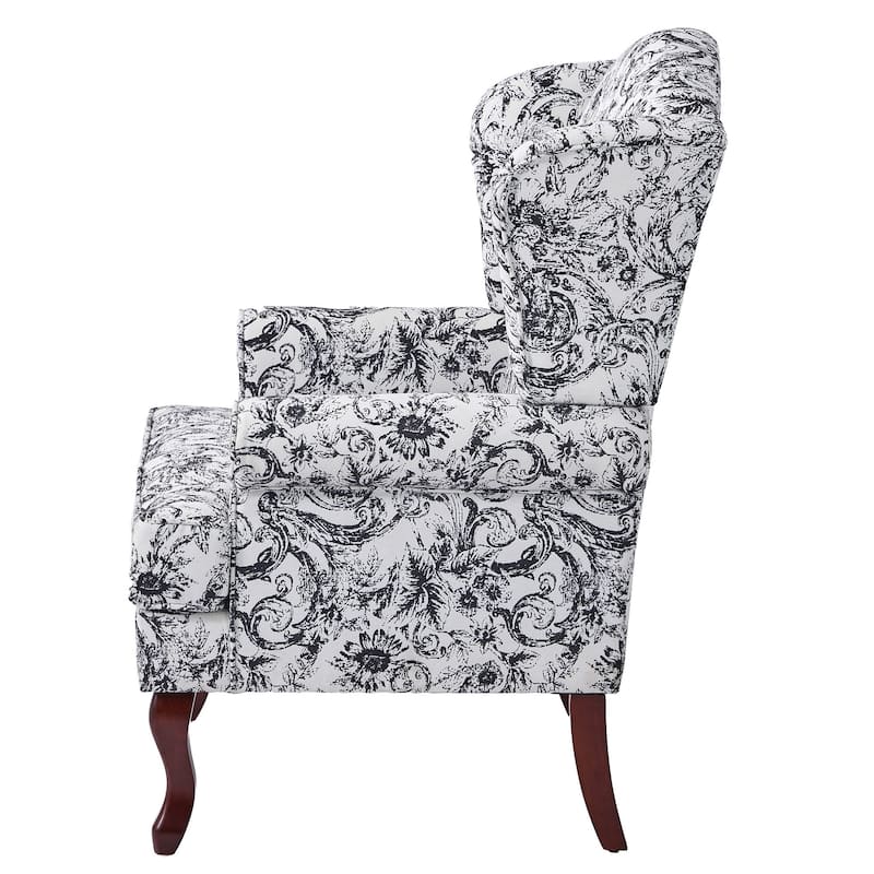 2 Set Traditional Rolled Arm Wing Back Accent Chair