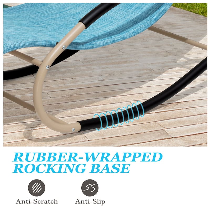 Outdoor Patio Rocking Chairs Curved Rocker Chaise Lounge Chairs (Set of 2) - 57.87" L x 24.70" W x 35.43" H