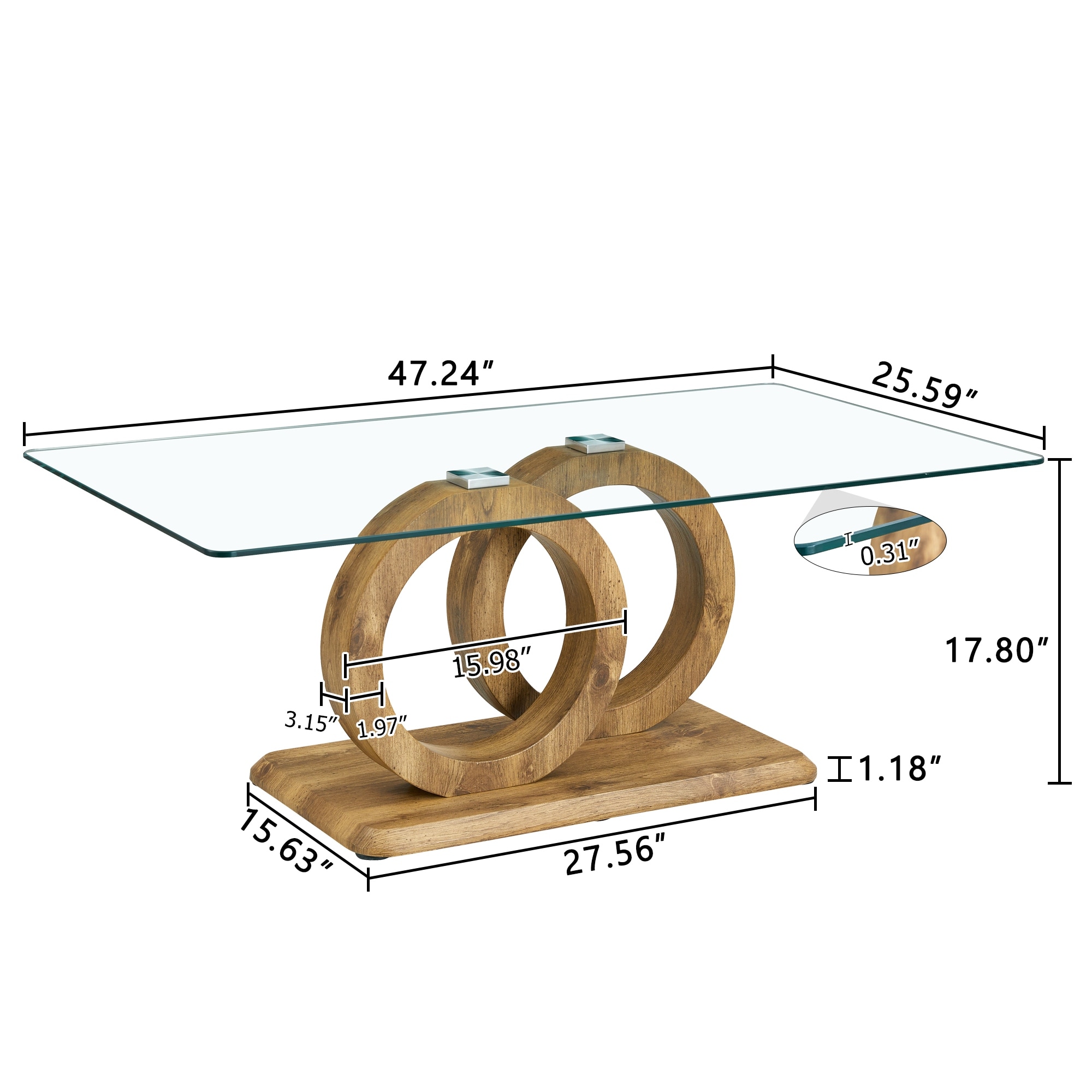 Modern Style Glass Top Mdf Coffee Table With Base