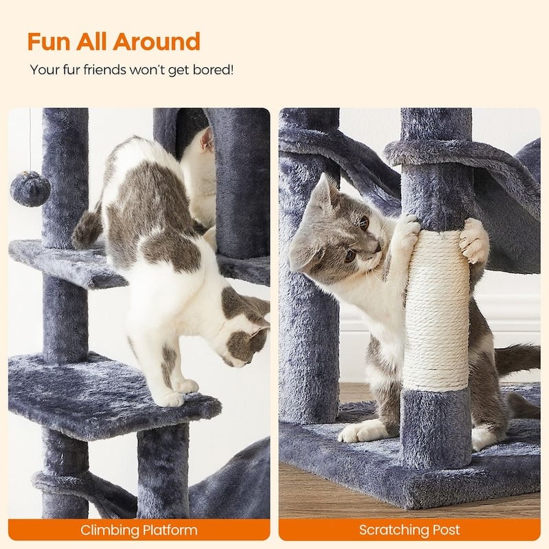 Plush Multi-Level Cat Tree with Sisal-Covered Scratching Posts and Cozy Hideouts for Indoor Cats