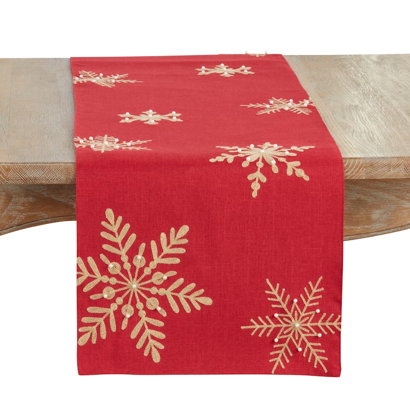 Snowflakes Table Runner - 16"x70" - Red - 16"x70"