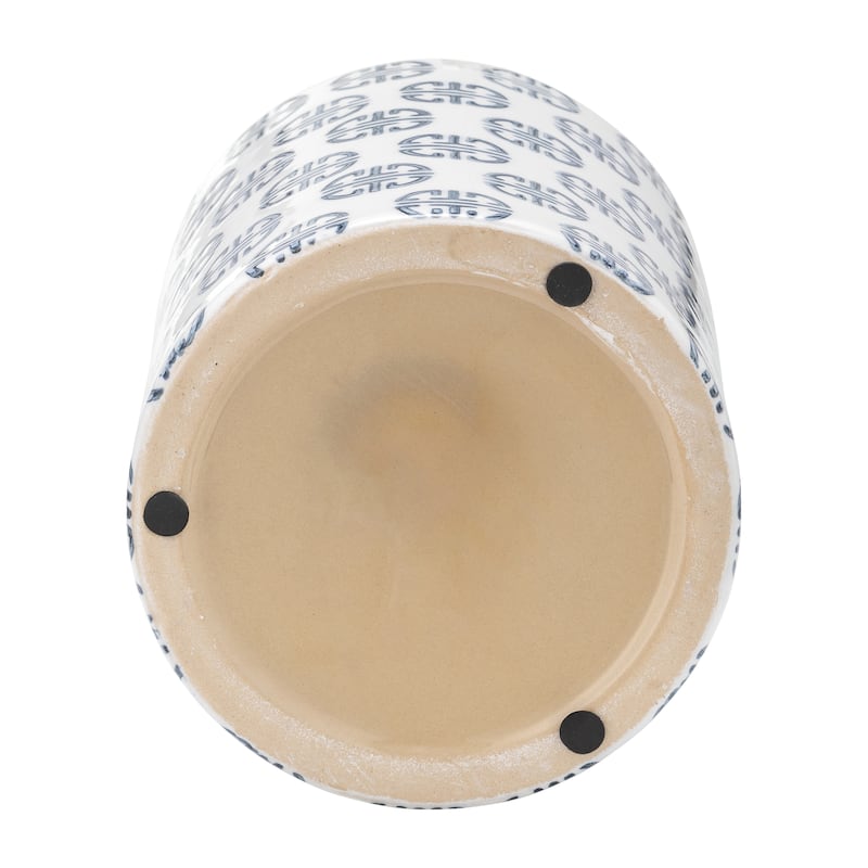 Sagebrook Home Modern Navy and White Ginger Jar with Gold Lid